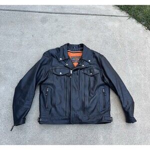 First Classics Men’s Black Premium Leather Thinsulate Motorcycle Jacket Size XL